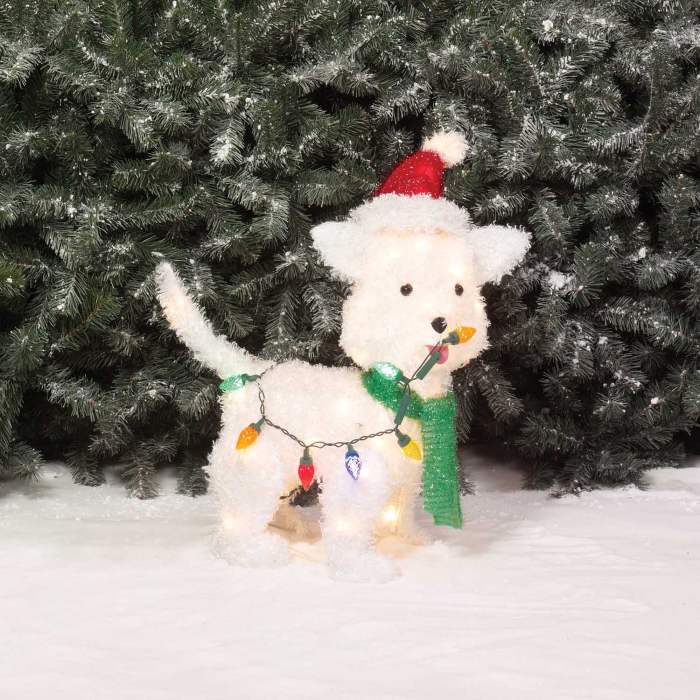 White dog outdoor christmas decoration