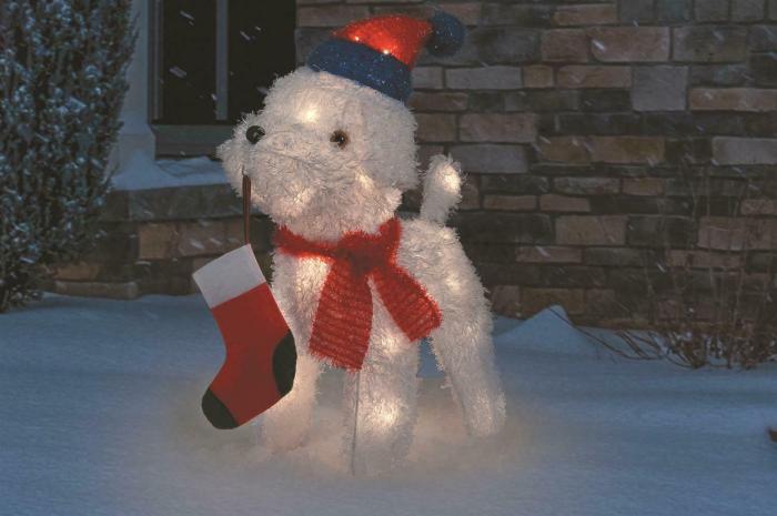 White dog outdoor christmas decoration