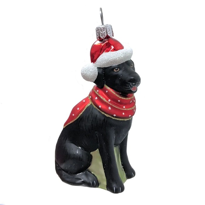 Black dog christmas decoration